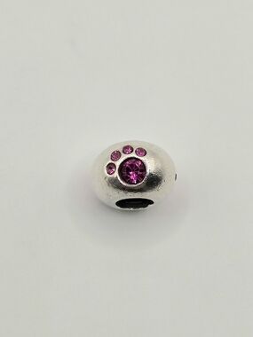 Chamilia Sterling Silver Pink Paw Print Charm | Swarovski Crystals | 925